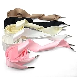 WEGOODZF Satin Ribbon Shoe Laces: 3CM Wide White