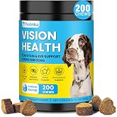 Fuionka Tear Stain Chews for Dogs 200 Ct Eye Support Soft Chews Dog Eye Care Vision Immune Support Antioxidant Protection with Vitamins Cranberry Extract Fish Oil Lutein for Eye Health - Chicken