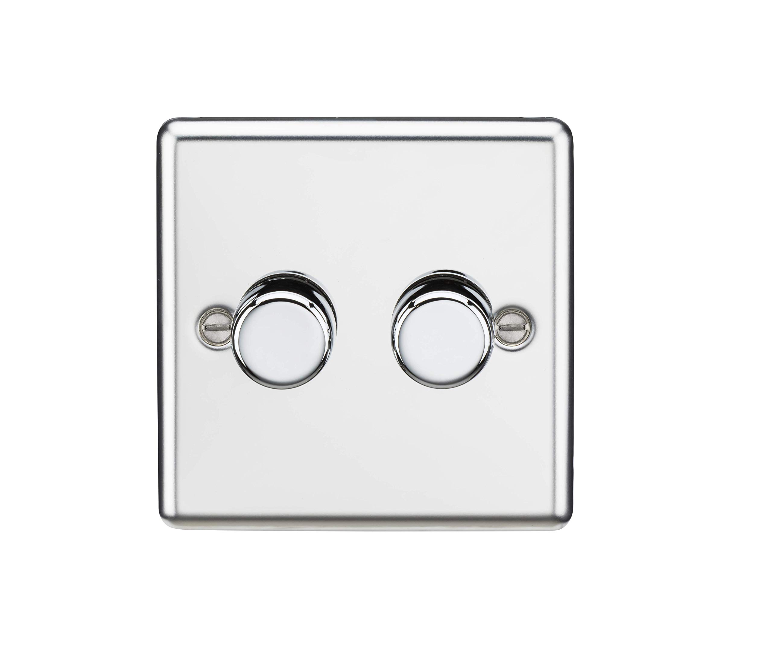 Knightsbridge CL2182PC 2G 2 Way 10-200W (5-150W LED) Trailing Edge dimmer - Rounded Edge Polished Chrome