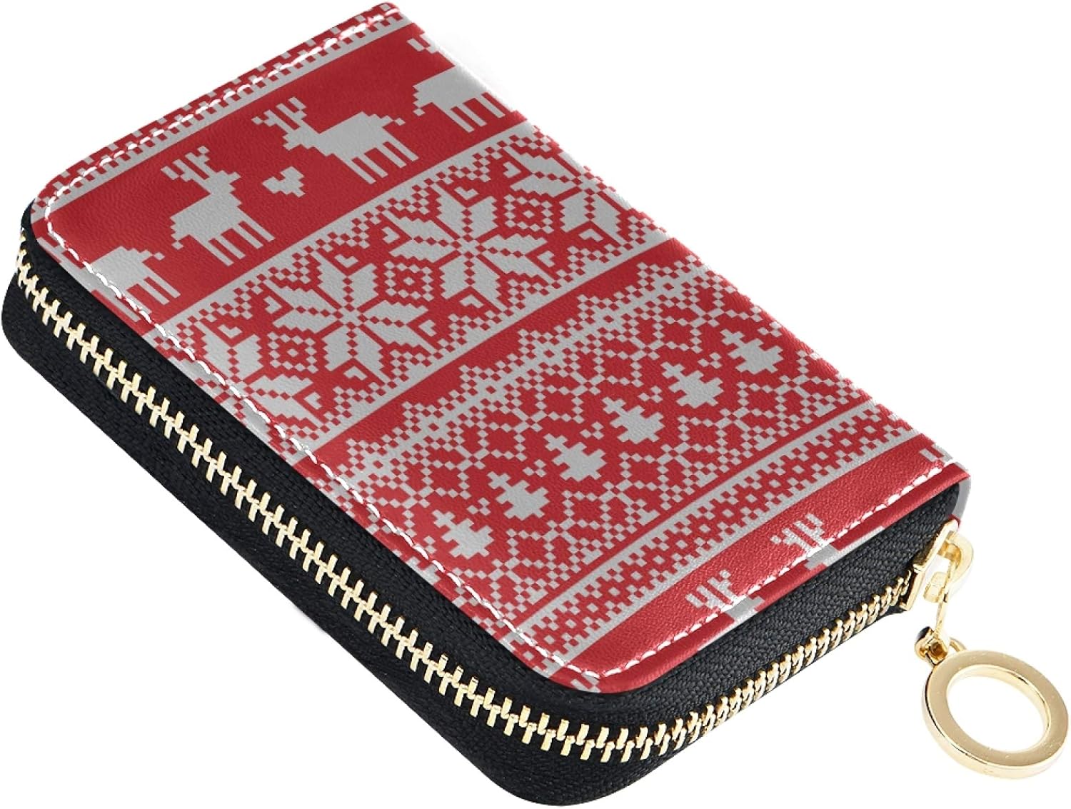Card Slot Case Seamless Christmas Pixel Norwegian Style