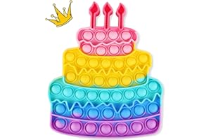 UIMOKI Pop Fidget Toys for Girls, Birthday Cake Push Bubble Poppers Cute Rainbow Sensory Toy for ADHD Autism Stress Relief Big Large Pop Game Party Favors,Easter Gift for Kids Toddlers 1-2,3-5,5-7