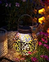 MOXTOYU Solar Lanterns 2 Pack Outdoor IP44 Metal Yard Lights Black view 6