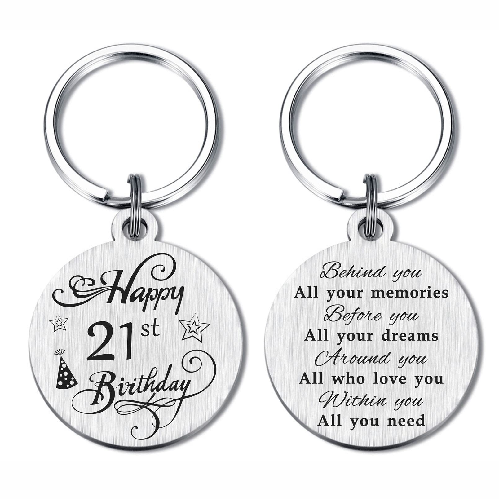 FALOGI 21st Birthday Keychain, Happy 21 Year Old Birthday Gifts for Men Women, for Him Her
