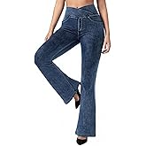 BRXL Stretchy Jeans for Women Flare Jeggings Leggings with Pockets Bell Bottom Crossover Pants Bootcut