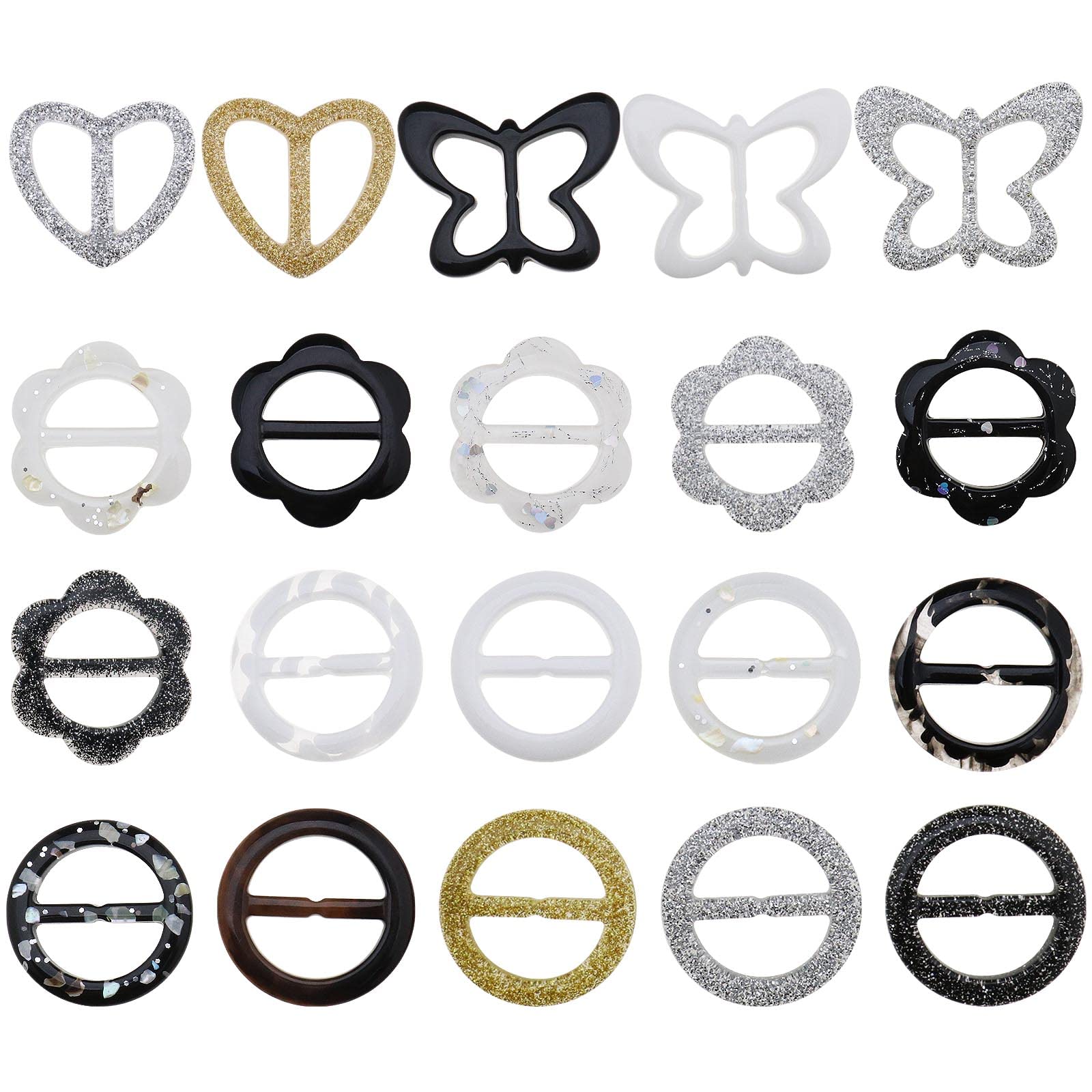 Be In Your Mind 20PCS T-Shirt Clips Elegant Scarf Buckle Clips Resin Wrap Holder Tie Clothes Corner Knotted Button for Women Silk Neckerchief Clothing Fashion Accessories 20 Styles