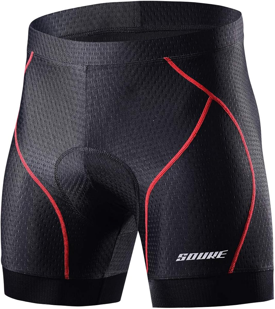 Souke Sports Men's Cycling Underwear Shorts 4D Padded Bike Bicycle MTB Liner Shorts with Anti-Slip Leg Grips: Clothing