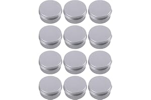 Hulless 0.5 Ounce Aluminum Tin Jar Refillable Containers 15 ml Aluminum Screw Lid Round Tin Container Bottle for Cosmetic,Lip Balm, Cream, 12 Pack.