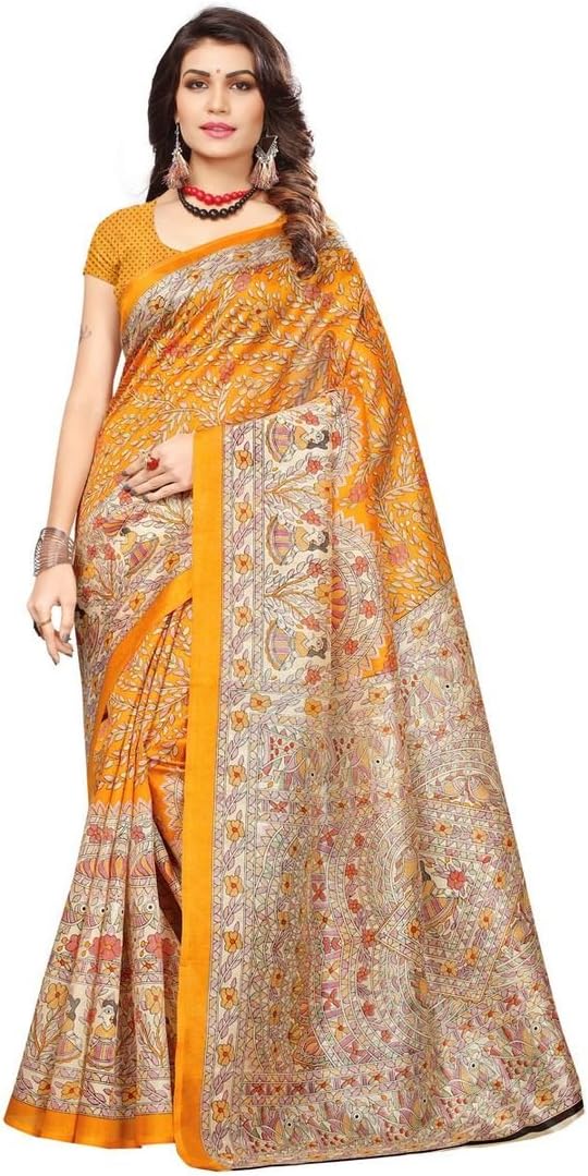 Women's sarees Indian Pakistani saree Bhagalpuri silk Designer Saree with unstitched Blouse Piece