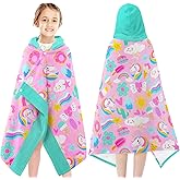 Hooded Towels for Kids- Ultra Soft 100% Cotton Pink Unicorn Toddler Hood Bath Towels/Pool Terry Towel Beach Poncho Wrap Absorbent Cute Bath & Swim Wrap for Boys & Girls 3-10 Years Beach Essentials