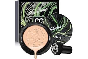 firstfly CC Cream, Mushroom Head Air Cushion CC Cream Foundation, Concealer Moisturizing BB Cream Cushion Face Makeup Matte Long Lasting Concealer Makeup Base (103# Nude)