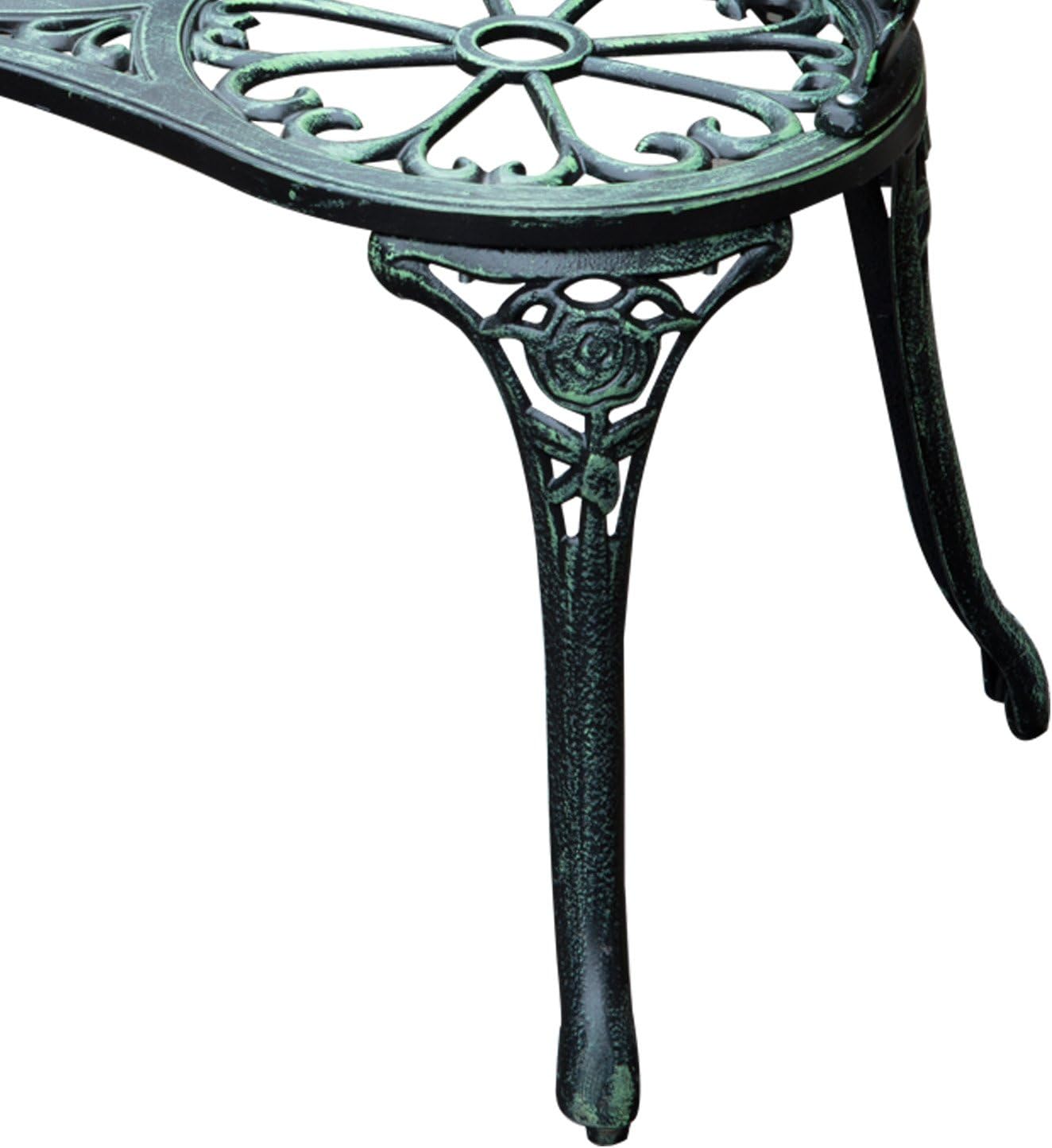 Outsunny 40" Cast Aluminum Antique Rose Style Outdoor Patio Garden Park Bench - Antique Green : Garden & Outdoor