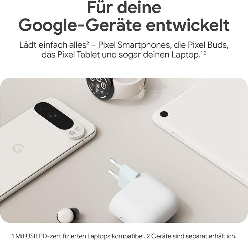 45-W-USB-C-Ladegerät – Schnellladegerät für Pixel Smartphones – Kompatibel mit Made by Google-Produkten und Anderen USB-C®-Geräten – Snow
