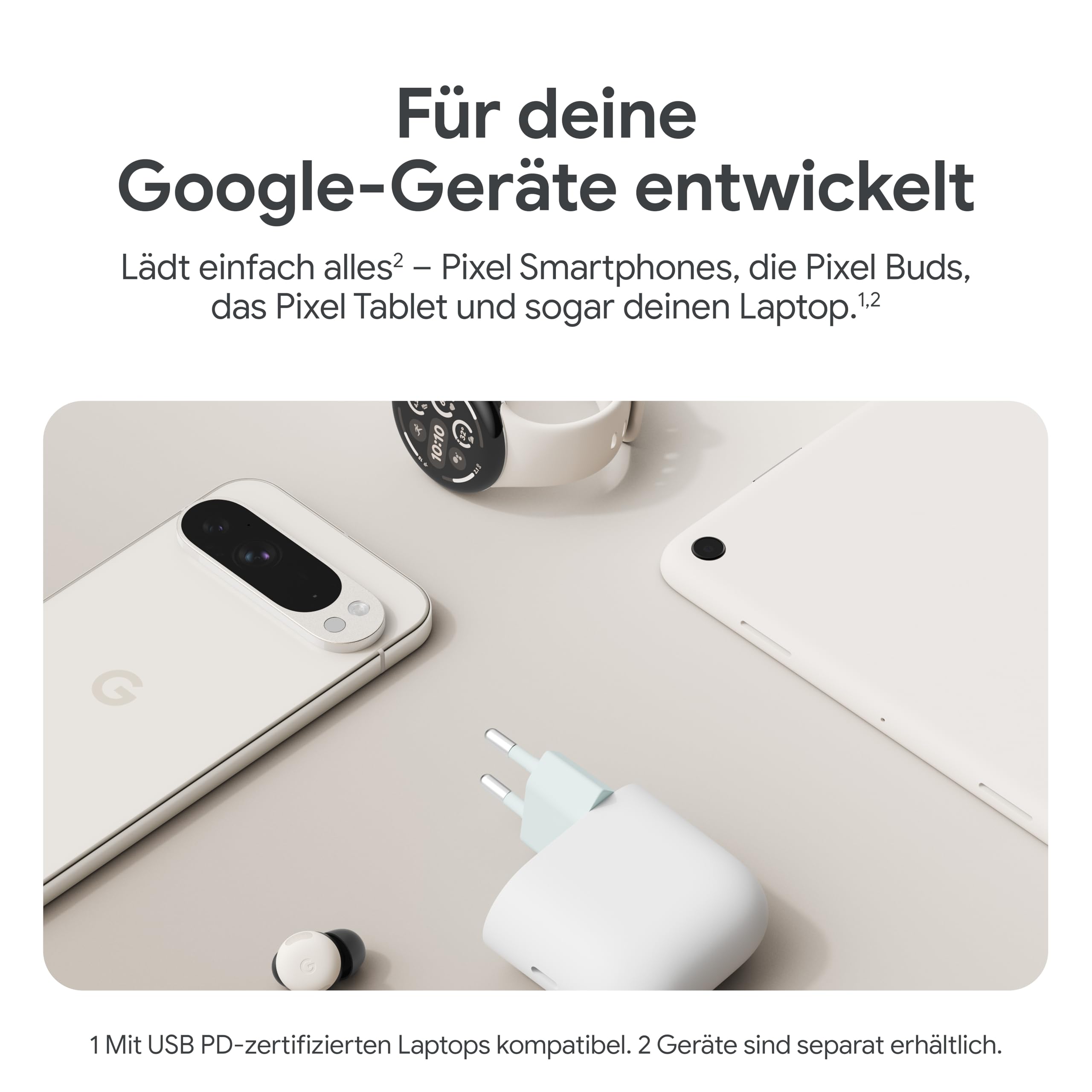Google 45-W-USB-C-Ladegerät – Schnellladegerät für Pixel Smartphones – Kompatibel mit Made by Google-Produkten und Anderen USB-C®-Geräten – Snow 5