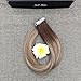 Full Shine 20 inch Tape in Hair Extensions Human Hair Balayage Tape Hair Extensions Color #3 Dark Brown Fading to #8 and #22 Blonde Highlighted Glue Extensions