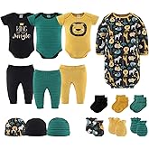 The Peanutshell Baby Layette Gift Set for Baby Boys - 16 Piece Boy Baby Clothes Newborn to 9 Months - King of the Jungle