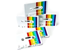 FYDELITY Rainbow Pride Cassette Tape Blank Cassette Tapes for Recording Blank Audio Tapes Clear Audio Cassette Tape Color Cassettes Tapes Empty Cassette Tape Recordable Tapes- 5 Pack 60 Minute