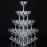 Potchen 100 Pcs Plastic Champagne Party Glasses 5 oz Clear Disposable Champagne Glasses Stackable Acrylic Martini Flutes Unbreakable Margarita Coupe for Wedding Birthday Party Bar(Classic)