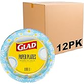 Glad Everyday Round Disposable Paper Plates with Lovely Daisies Design,| Cut-Resistant, Microwavable Paper Plates for All Foods & Daily Use | 10 Inches, 50 Count - 12 Pack