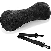 Colingmill 1 Pc Neck Pillow for Recliner Headrest Pillow Bone Shaped Chair Plush with Adjustable Strap Neck Support and Pain Relief Curve Head Cushion for Car Travel Airplane (Black)