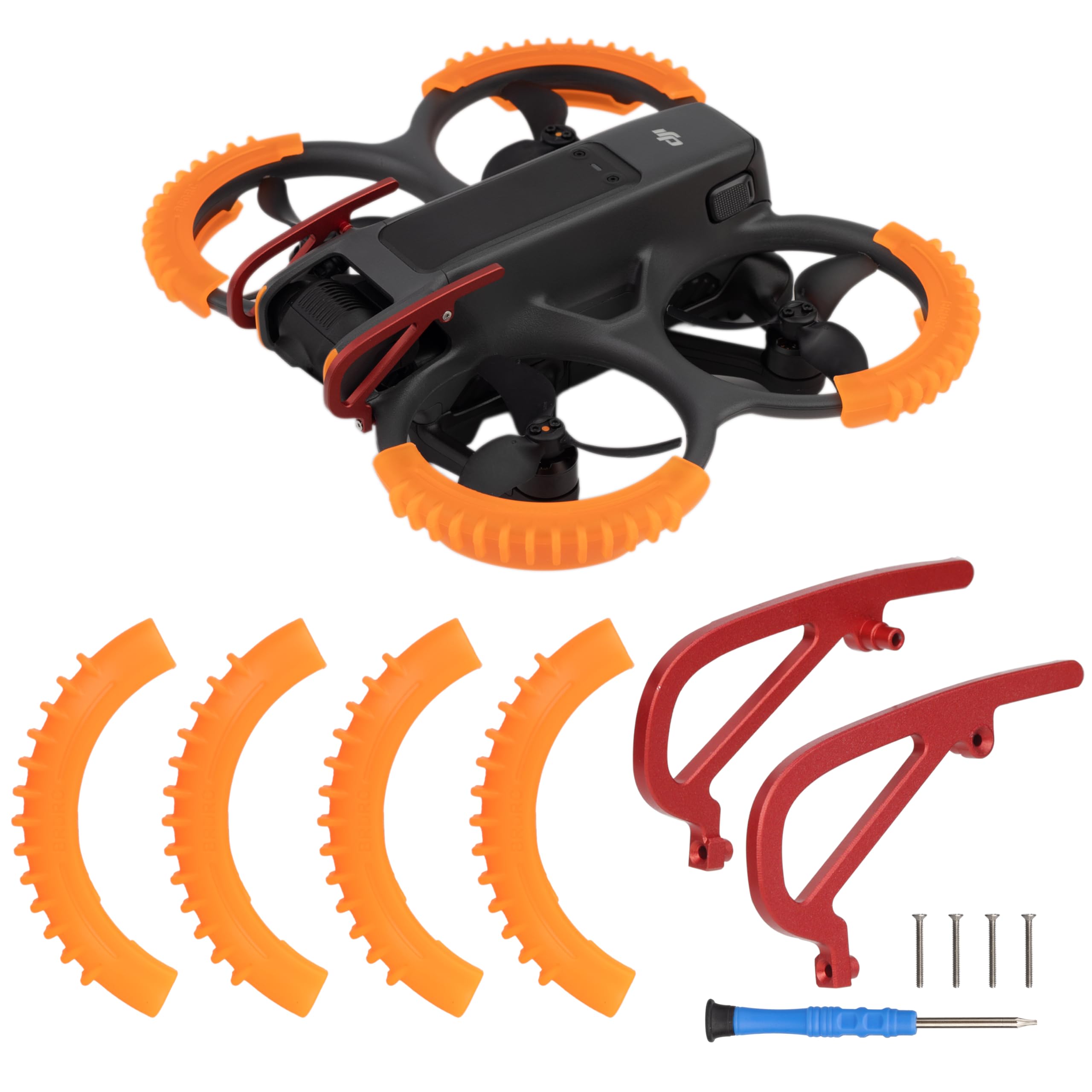Houjunor Propeller Guard Protector and Aluminum Alloy Gimbal Bumper for DJI Avata 2, Anti-Collision Protective Bumper Shockproof Prop Protector for Avata 2 fly more combo accessories (Red and Orange)