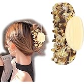 COZYISLE Large Yellow Acetate Claw Clip for Women - Heavy Duty Tortoise Shell Hair Clip for Thick Hair, French Inspired Fancy Hair Claw with Elegant Golden Dragon Design