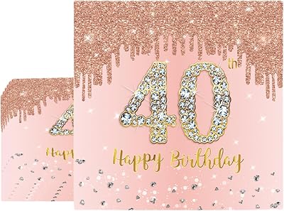 COSORO 20 Pcs Rose Gold 40th Birthday Napkins Ladies Table Decor Serviettes