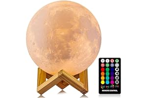LOGROTATE Moon Lamp, 16 Colors LED Night Light for Kids 3D Printing Moon Light with Stand& Remote/Touch Control & Timing, Moon Light Lamp for Kid Friend Birthday Gifts, Room Decor (Diameter 4.8 INCH)