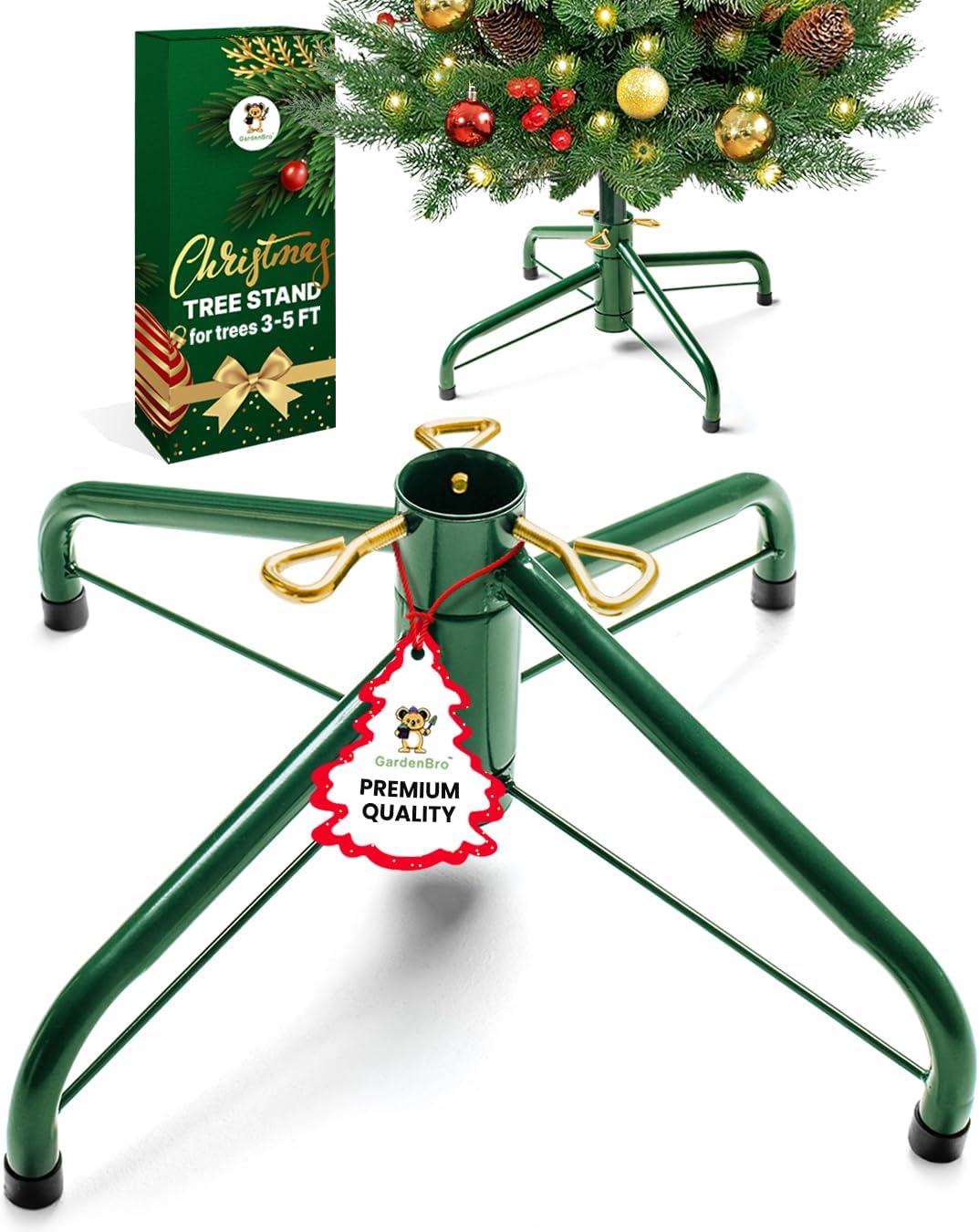 Tree Stands - Artificial Christmas Tree Stand Replacement For Trees Up To 5 Feet Tall - Foldable Metal Christmas Tree Stand Artificial Tree Base 18-inch Diameter - Securely Fits 0.5-1.35 Inch Poles [Green,18