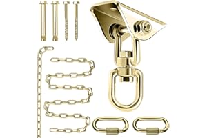 SK CHUMRA Premium Hammock Hanging Kit -1600lbs Capacity, 60" Chain & 360° Hooks, Permanent Color - Ideal for Ceilings, Chandeliers, Acrylic Bubble Chairs & Durable for Indoor/Outdoor Use (Gold)