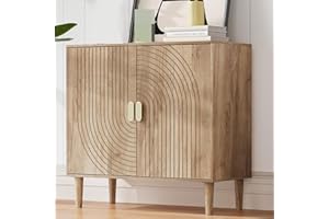 Mino Kesper Sideboard Buffet Cabinet with Storage,Sideboard Buffet with Doors and Adjustable Shelf,Wooden Storage Cabinet, 31.3”W x 15.0”D x 30.6”H (Natural)