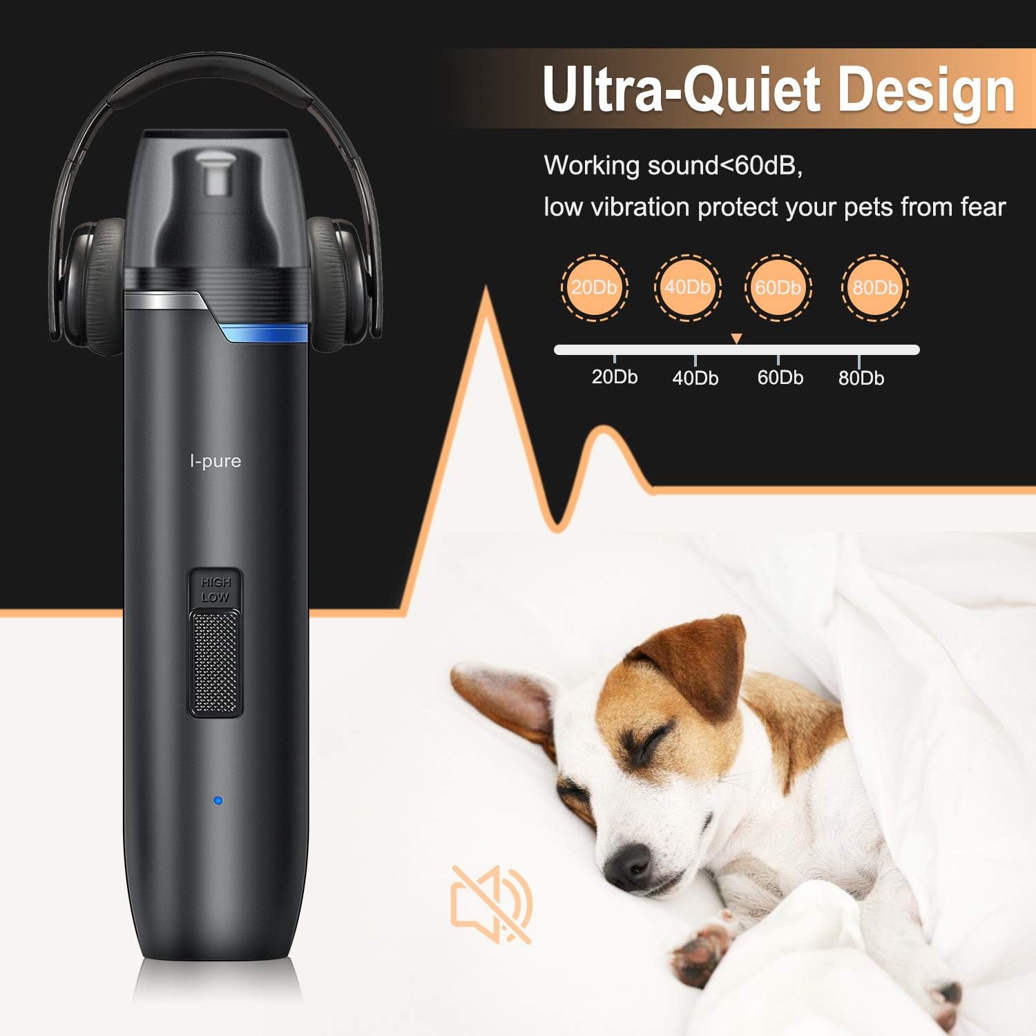Dog Nail Grinder for Large Dogs With LED, Electric Dog Nail Trimmer Clipper, 2 Speed Pet Nail Grinder for Dogs Grooming Kit, Rechargeable Painless Cat Paws File Grooming & Smoothing for Medium Dogs