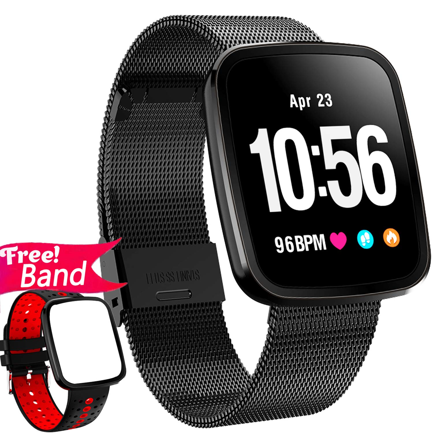 [Gorilla Glass] 1.3 Smart Watch Fitness Tracker Heart Rate Monitor Blood Pressure for Women Men IP67 Waterproof Removable Smart Band Pedometer ...