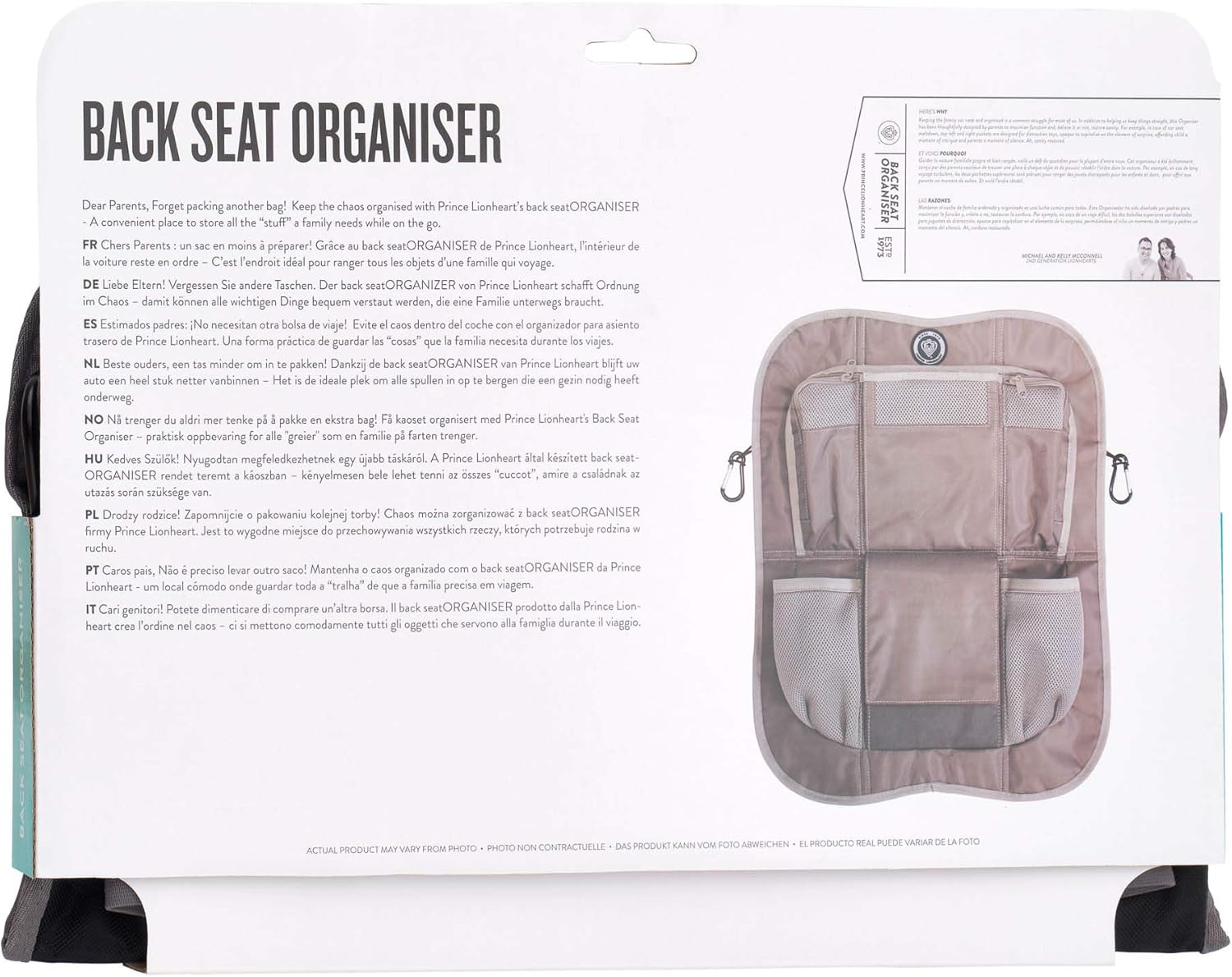 Prince Lionheart Back Seat Organiser, Black/Grey - Image 4