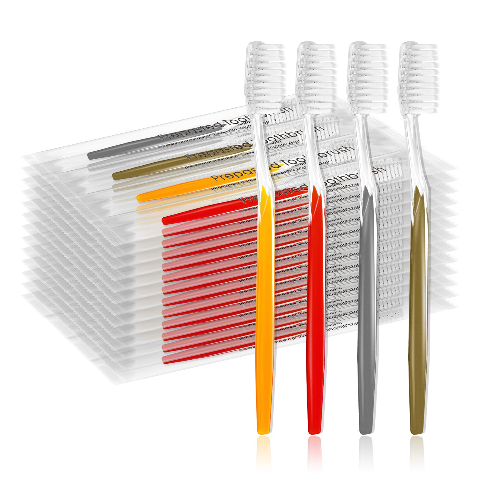 HQSLsund 100pcs Prepasted Disposable Toothbrushes Bulk Individually Wrapped Pre Pasted Soft Bristle Tooth Brush Set Travel Toothbrushes for Homeless Gift Hotel Camping Travel