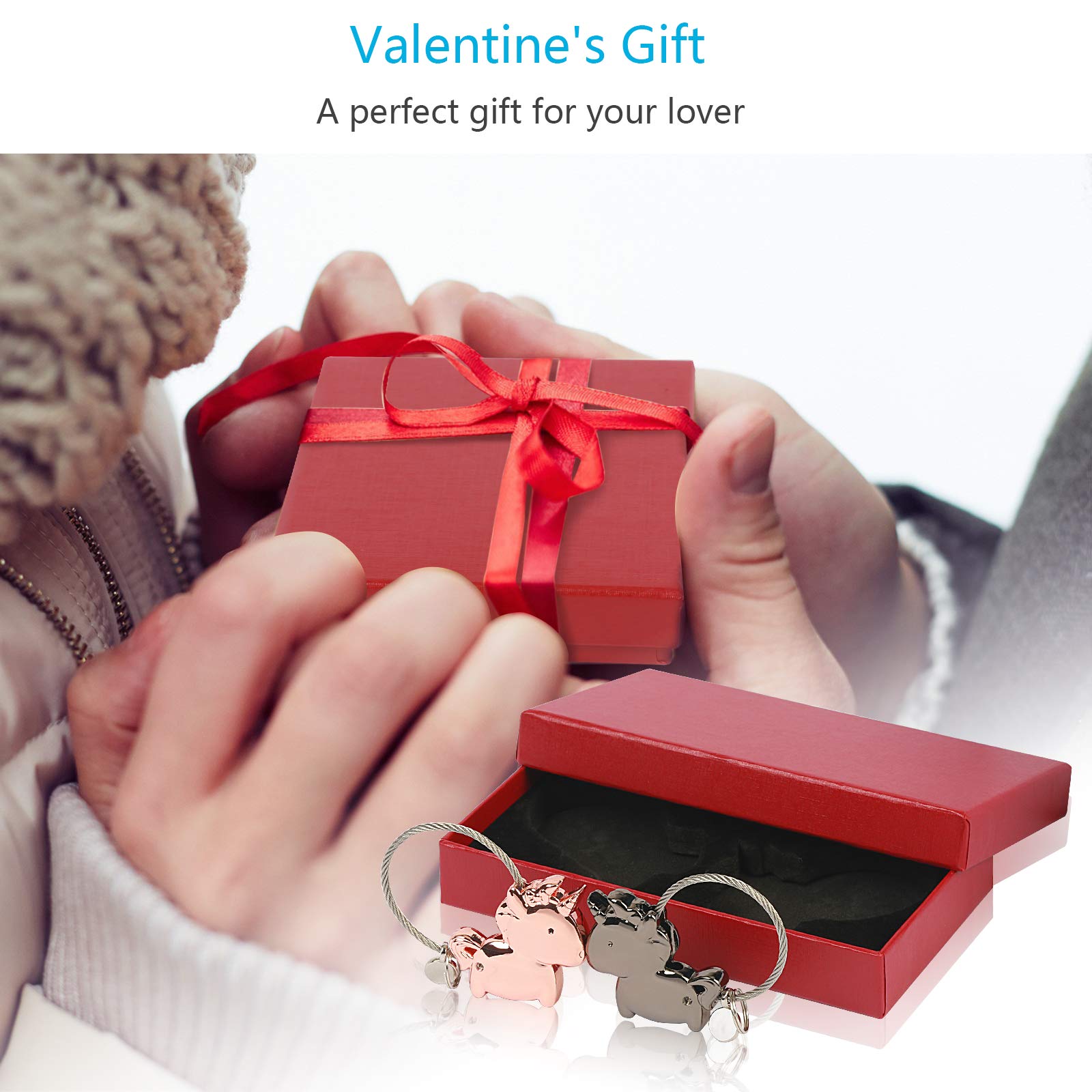 Keyrings ZoomSky 1 Pair Kissing Unicorn Keychian Couple Key Rings Zinc Alloy Key Chain with Magnetic for Boyfriend Girlfriend Sweet Gift for Valentines Wedding Birthday