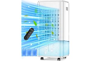 BALKO 25-INCH Evaporative Air Cooler, Swamp Cooler Air Conditioner w/Double Tanks, Smart Timer, 3 Ice Packs, 60W Windowless Air Conditioner, 70° Oscillation,3-Speed Portable Air Conditioners for Room