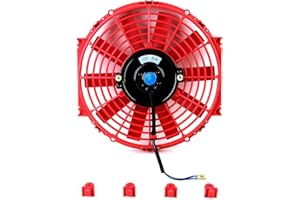 DNA Motoring 10" High Performace Electric Cooling Slim Radiator Fan w/Mounting Kit (Red)