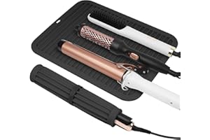 AMIJEAL Oversize Silicone Heat Resistant Mat for Hair Tools, Curling Iron Flat Iron Hair Straightener Holder Mat, Portable Hot Tools Cover Pad for Travel Vanity Salon(14.2" x 11.0")