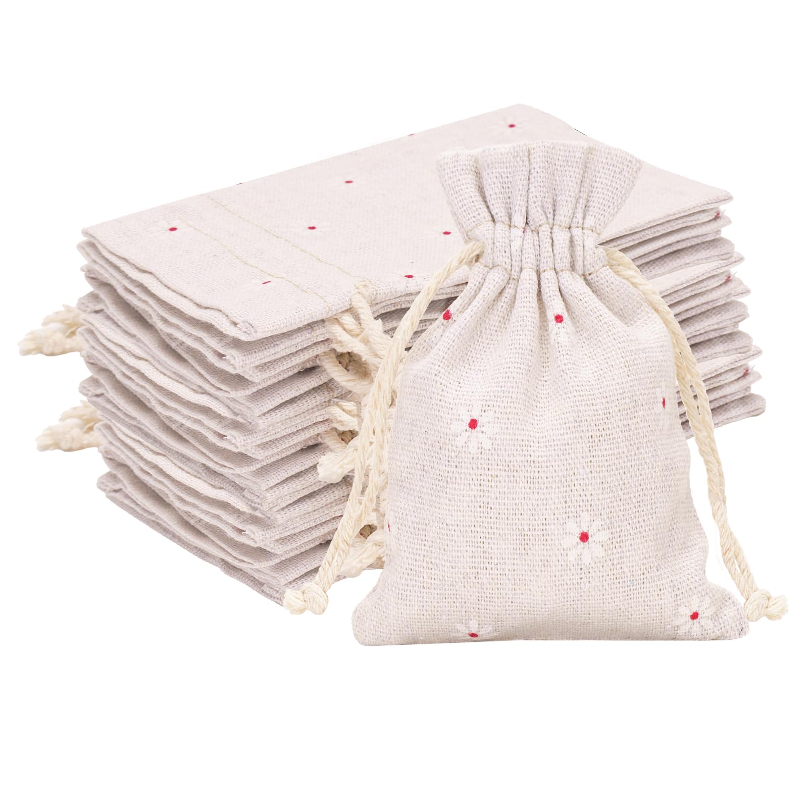 G2PLUS Little Cotton Linen Bags, 9x12CM Lavender Bags, 20 PCS Drawstring Party Favors Bags, Handy Sized Gift Pouches for Lavender, Jewellery, Crafts, Party Favors