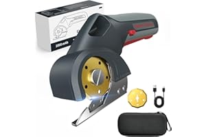 Giosuan 2025 Upgrade 4V Cordless Cutting Tool, Cardboard Cutter with 2 Titanium Blades, 2000mAh Battery, Electric Chop Saw for Fabric, Cardboard, Leather, Carpet - Steel Gray