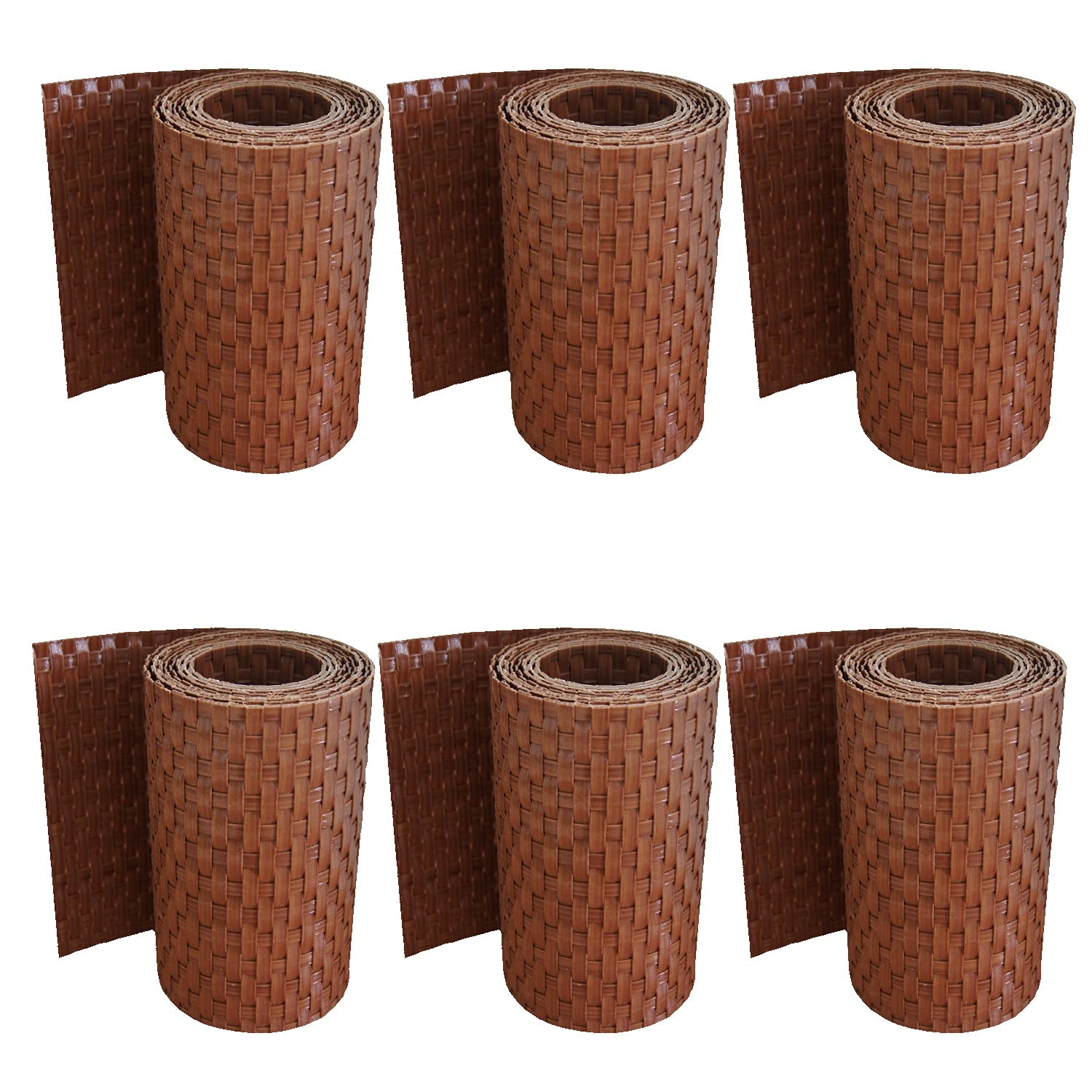 workingHOUSE Polyrattan Privacy Screen Strips for Double Bar Mesh - Weatherproof Strips for Fence, Balcony and Terrace 255cm Length x 19cm Height (6 x Honey Brown)