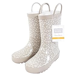 Hudson Baby Kids Rain Boots, Taupe Ditsy Floral, 12