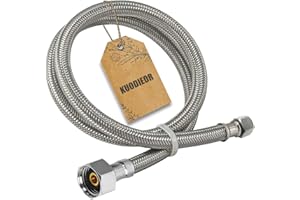 KUODIEOR Universal Flexible Toilet Connector, 35-Inch x 3/8" Comp x 7/8" BC, Premium Braided Stainless Steel Toilet Water Supply Connector Line with Anti-Leaking Brass Nut