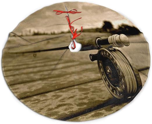 Amazon Com Jadej Vintage Fishing Rod On The Board Xmas Tree Skirt