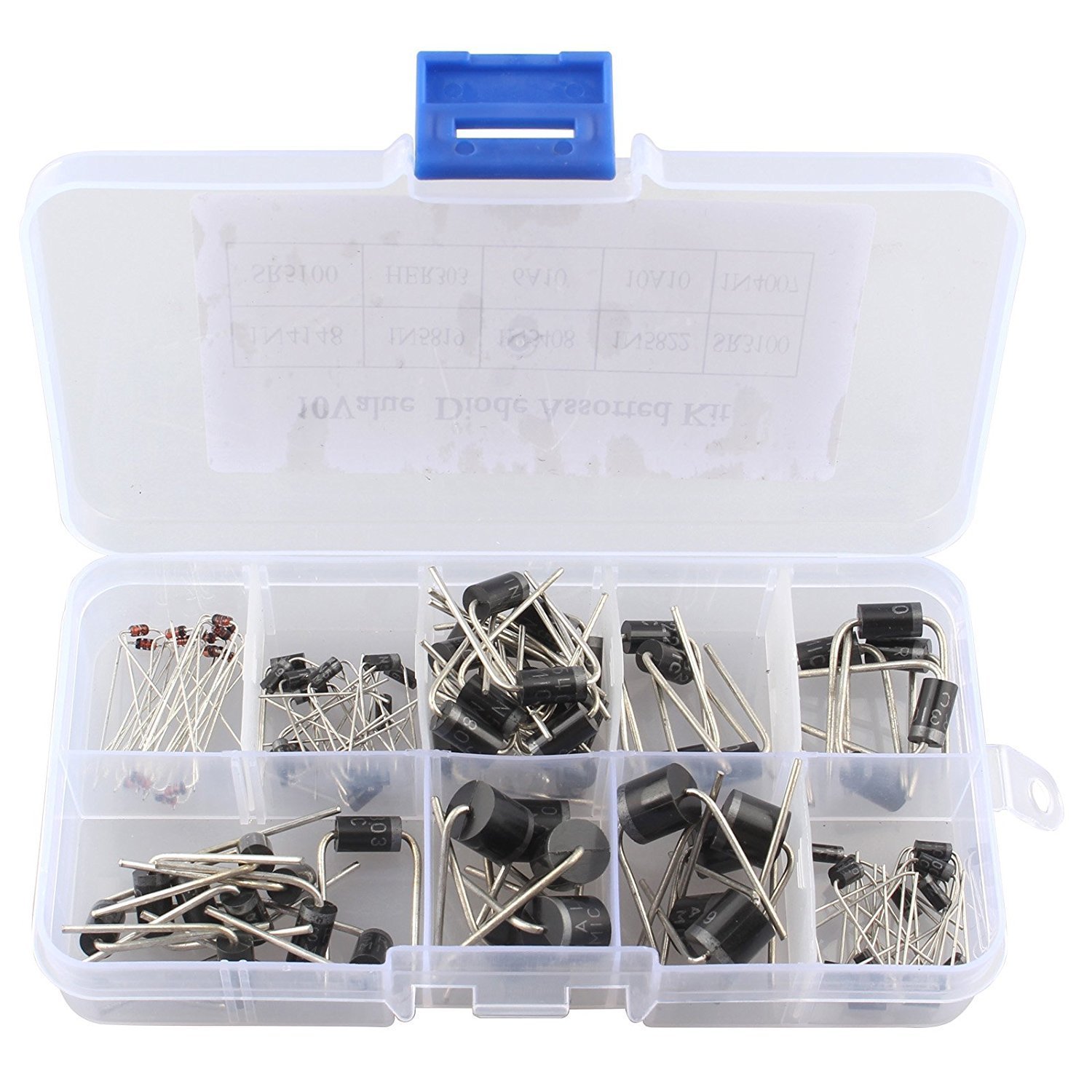 DollaTek 90pcs 10Values Rectifier Diode Bridge Assorted Kit Set 1N4148 1N4007 1N5819 1N5408 1N5822 SR3100 SR5100 HER303 6A10 10A10