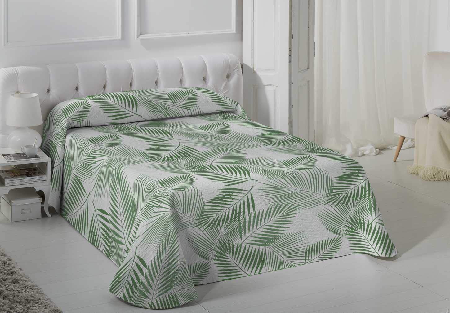 VIALMAN Lightweight Bedspread Sofia 30 Single Bed | Quilt Coverlet Colour Green | Quilt size 180 x 270 cm, Bedspread Bed & Sofa Throw Green