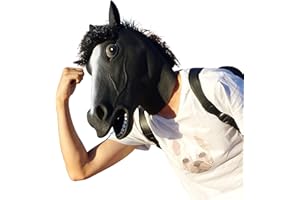 CREEPYPARTY Horse Mask Party Dress Up Horse Head Masks for Adults Men Masquerade (Black)