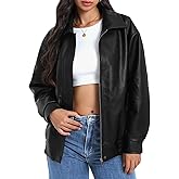 Casly Lamiit Women's Faux Leather Jacket Oversized Motorcycle Zipper Bomber Coats Fashion Casual Travel Outfits