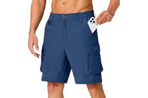 HUGUT Men's Hiking Cargo Shorts Quick Dry Lightweight Travel Shorts with Multi Pockets for Fishing Camping Golf