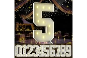 ZFUNBO 4FT Marquee Light Up Number,Marquee Numbers 4 Feet Tall, Large Led Sign for Baby Shower,Party,Birthday Decorations,Graduation,Prom(Number 5)